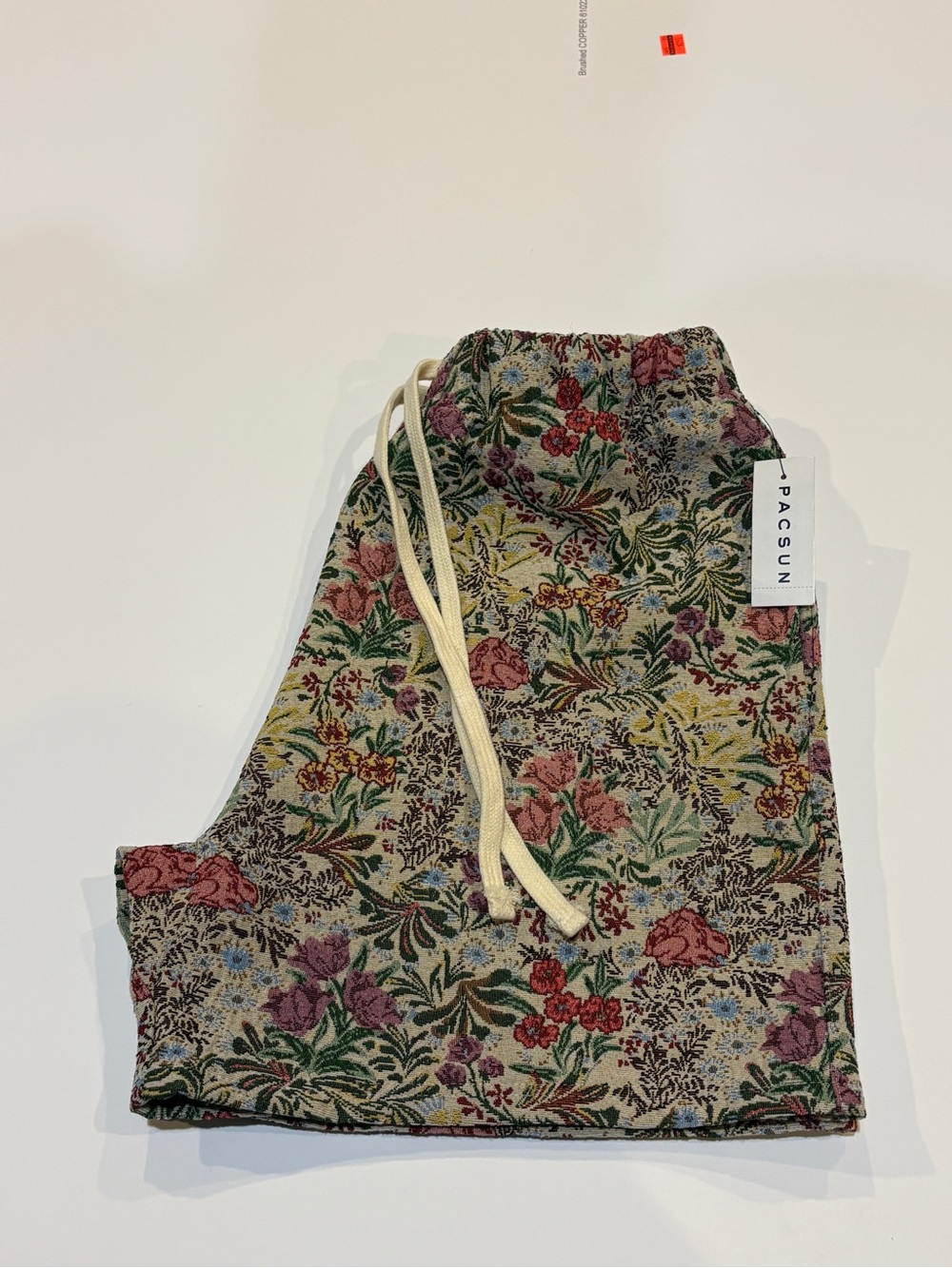 PacSun Purple, Green and Teal Floral Jacquard Shorts with Multicolor Waistband - Picture 2 of 9